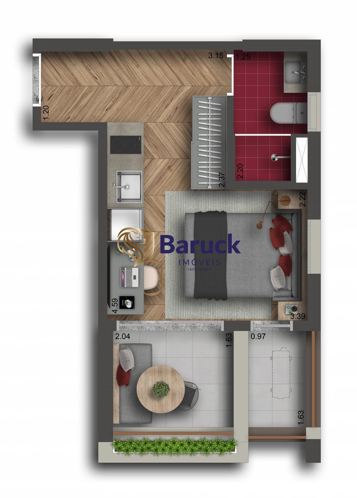 Apartamento, 1 quarto - Foto 2