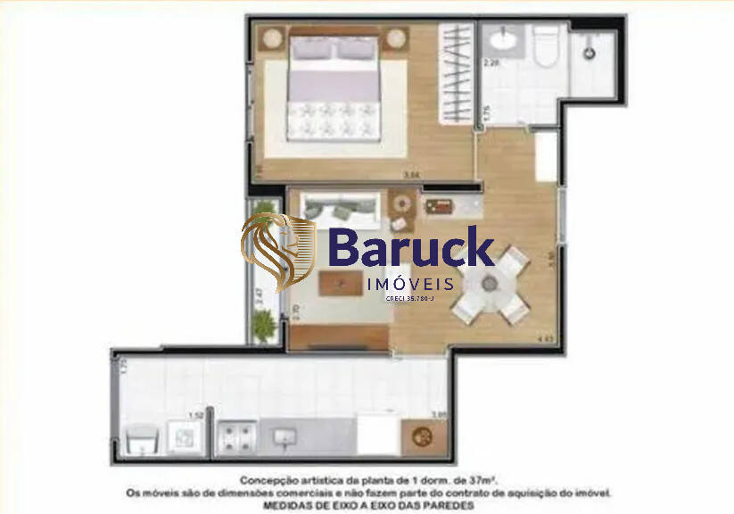 Apartamento à venda e aluguel com 1 quarto, 37m² - Foto 13